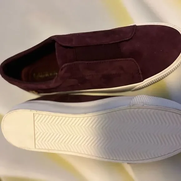 Ralph Lauren Women's Burgundy Isla Sheep Suede Slip-On Sneaker 🔥NEW🔥 - Picture 4 of 8